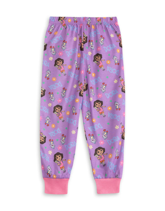 Dora The Explorer Character Unisex Kids Multicoloured Multi-Pack of 2 Long Sleeve Long Leg Pyjama Set