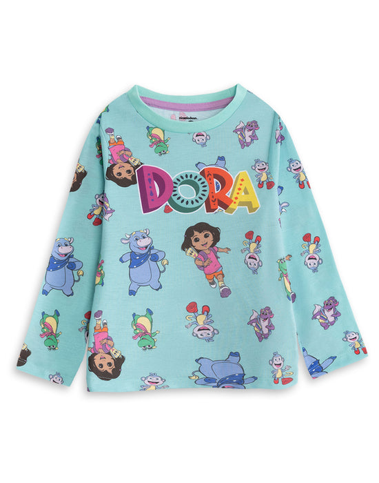 Dora The Explorer Character Unisex Kids Multicoloured Multi-Pack of 2 Long Sleeve Long Leg Pyjama Set
