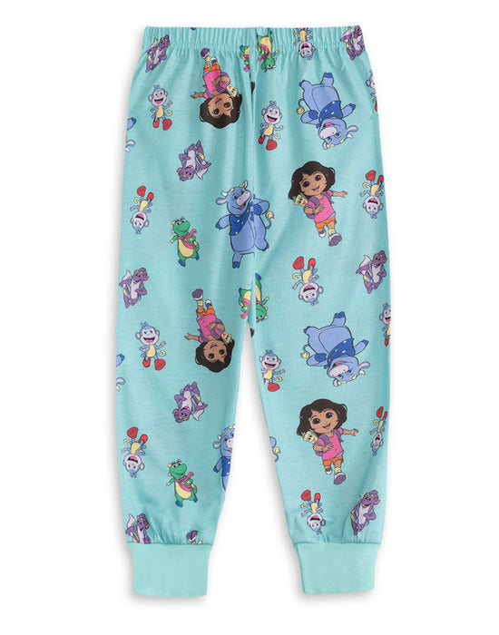 Dora The Explorer Character Unisex Kids Multicoloured Multi-Pack of 2 Long Sleeve Long Leg Pyjama Set