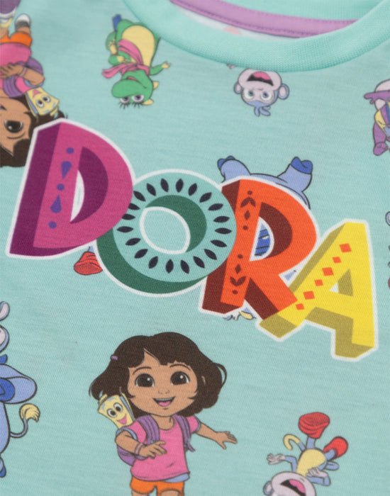 Dora The Explorer Character Unisex Kids Multicoloured Multi-Pack of 2 Long Sleeve Long Leg Pyjama Set