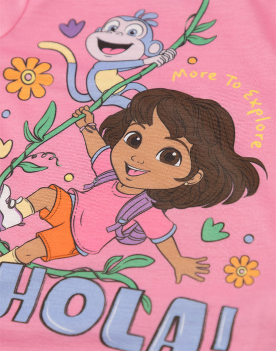 Dora The Explorer Character Unisex Kids Multicoloured Multi-Pack of 2 Long Sleeve Long Leg Pyjama Set
