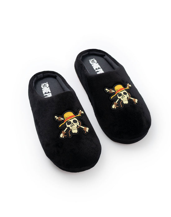 One Piece Logo Boys Black Mule Slippers