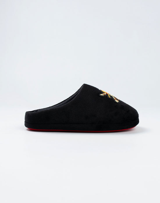 One Piece Logo Boys Black Mule Slippers