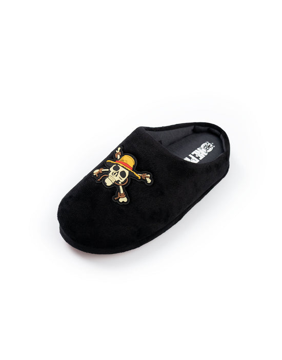 One Piece Logo Boys Black Mule Slippers