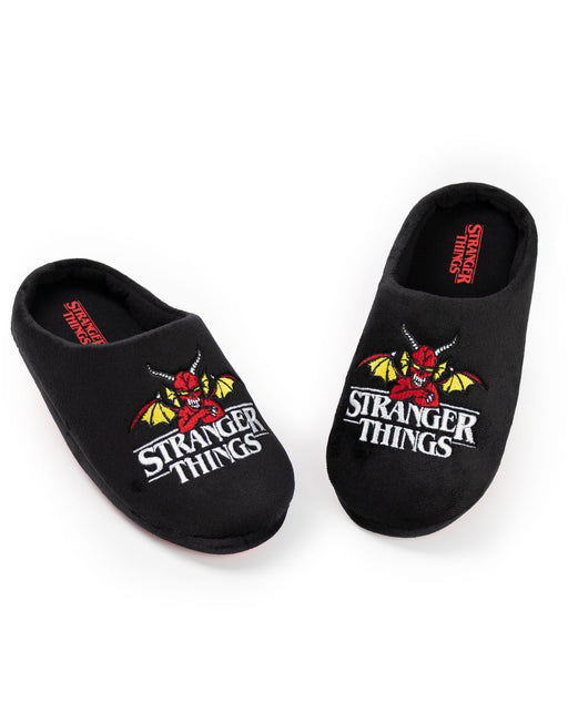 Stranger Things Logo Unisex Kids Black Mule Slippers