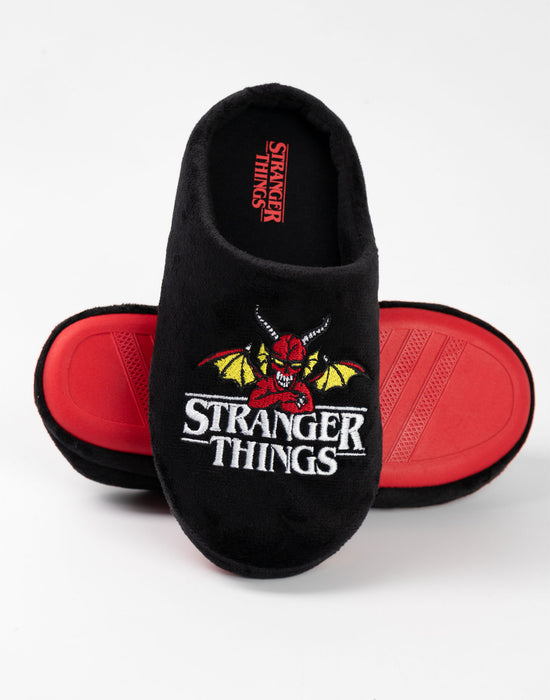 Stranger Things Logo Unisex Kids Black Mule Slippers