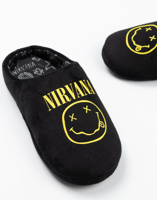 Nirvana Logo Unisex Kids Black Mule Slippers