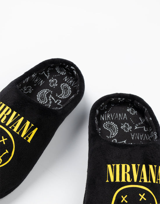 Nirvana Logo Unisex Kids Black Mule Slippers