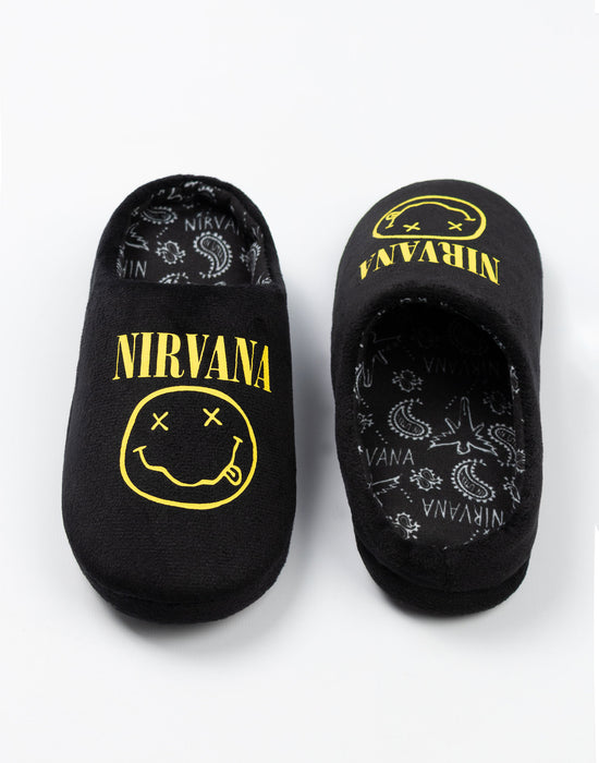 Nirvana Logo Unisex Kids Black Mule Slippers