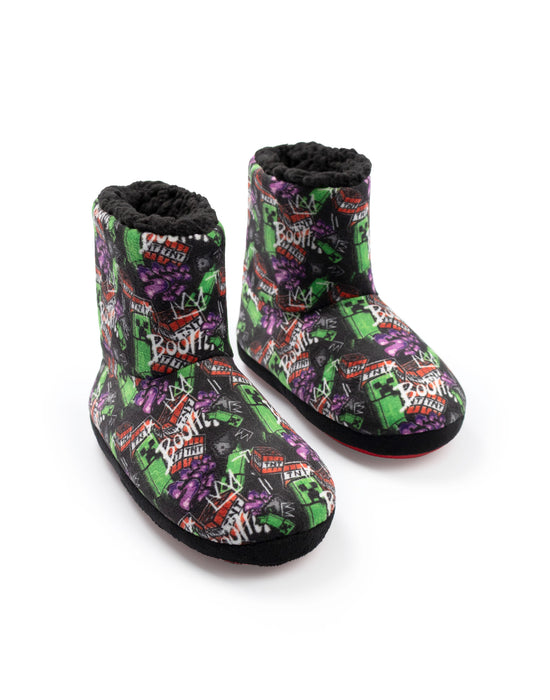 Minecraft Grafitti All Over Print Boys Multicoloured Slipper Boots