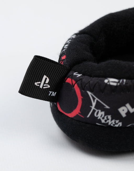 PlayStation Controller Symbols Boys Black Slip On Loafer Slippers