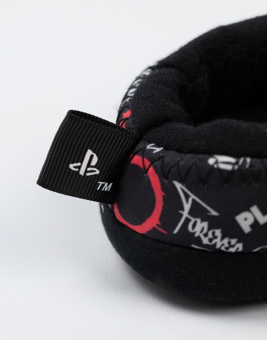 PlayStation Controller Symbols Boys Black Slip On Loafer Slippers