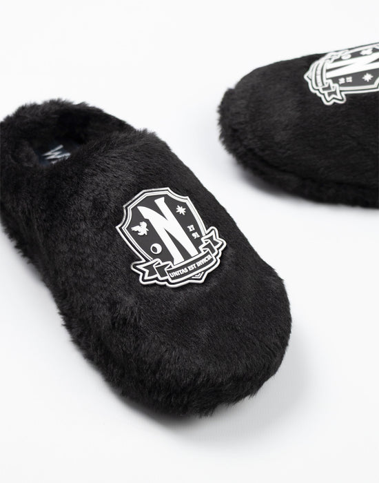 Wednesday Logo Girls Black Mule Slippers