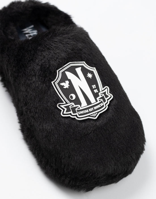 Wednesday Logo Girls Black Mule Slippers