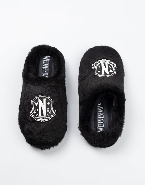 Wednesday Logo Girls Black Mule Slippers