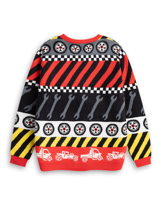 Hot Wheels Tyre & Spanner Fairisle Boys Multicoloured Christmas Jumper