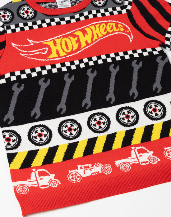 Hot Wheels Tyre & Spanner Fairisle Boys Multicoloured Christmas Jumper