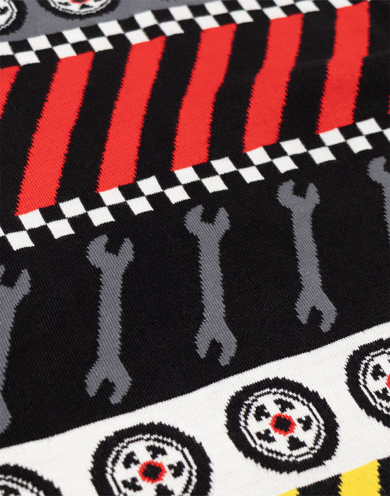 Hot Wheels Tyre & Spanner Fairisle Boys Multicoloured Christmas Jumper