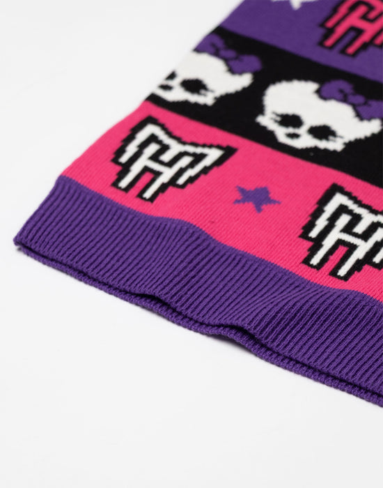 Monster High SKull & Snowflake Fairisle Girls Multicoloured Christmas Jumper