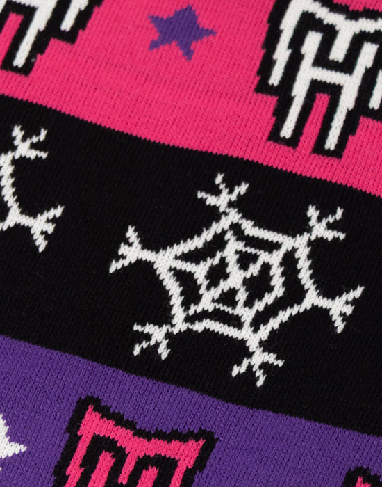 Monster High SKull & Snowflake Fairisle Girls Multicoloured Christmas Jumper