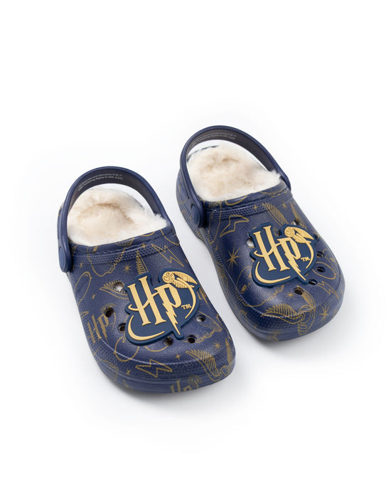 Harry Potter Logo Fur Lined Girls Navy Clogs
