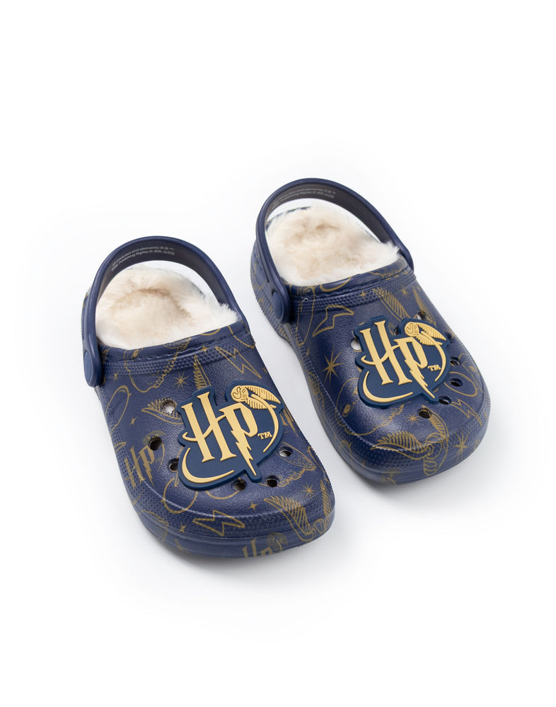Harry Potter Logo Fur Lined Girls Navy Clogs