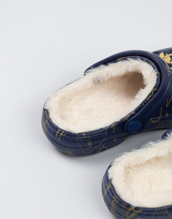 Harry Potter Logo Fur Lined Girls Navy Clogs
