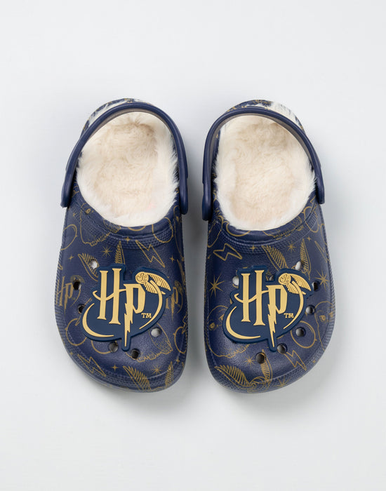 Harry Potter Logo Fur Lined Girls Navy Clogs