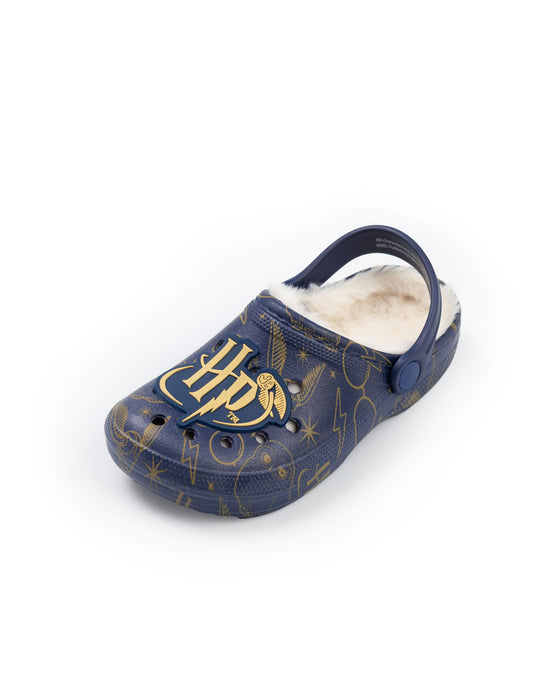 Harry Potter Logo Fur Lined Girls Navy Clogs