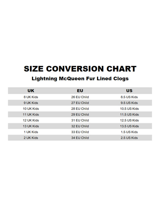 Disney Cars Lightning Mcqueen Fur Lined Boys Red Clogs