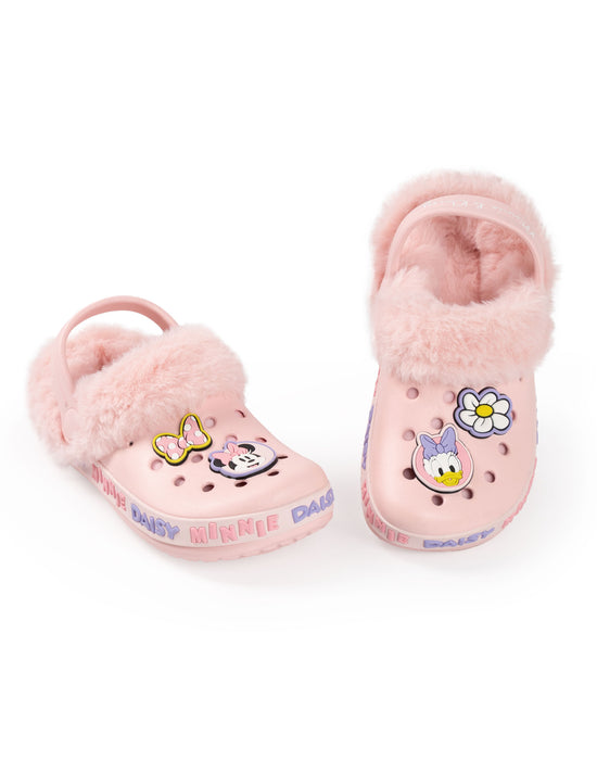 Disney Minnie Mouse Minnie and Daisy Fur Lined Girls Pink Clogs