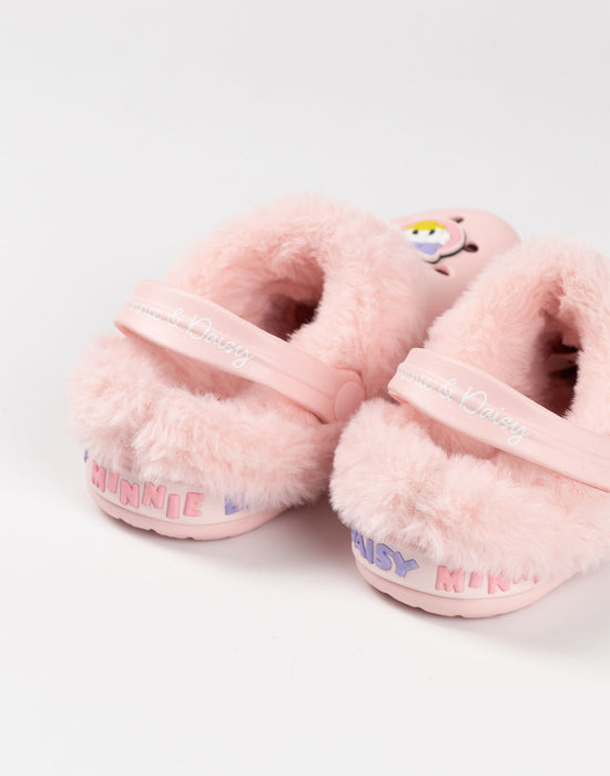 Disney Minnie Mouse Minnie and Daisy Fur Lined Girls Pink Clogs