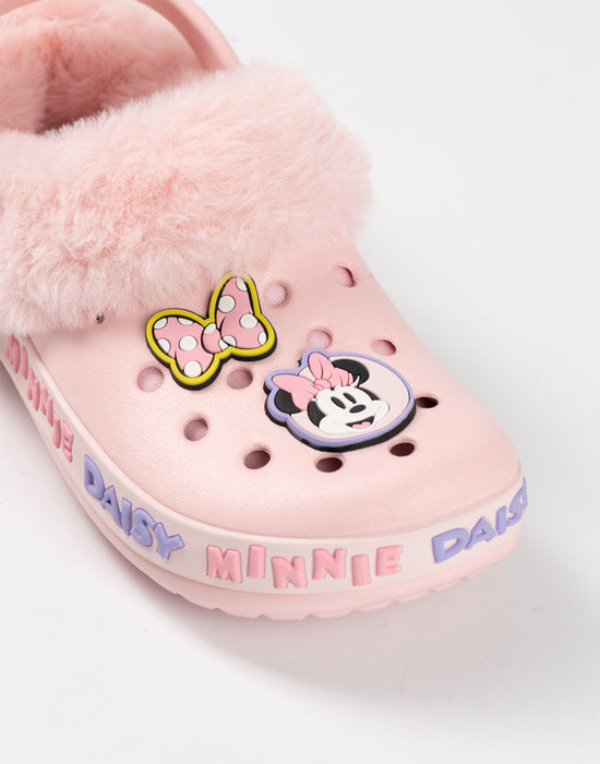 Disney Minnie Mouse Minnie and Daisy Fur Lined Girls Pink Clogs