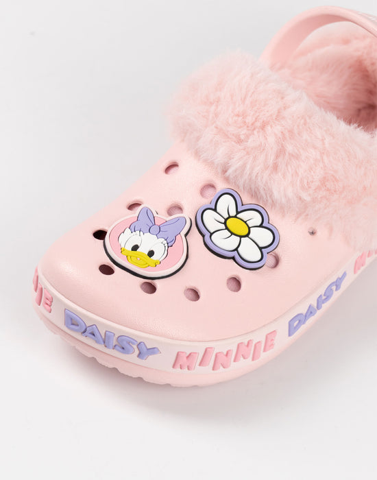Disney Minnie Mouse Minnie and Daisy Fur Lined Girls Pink Clogs