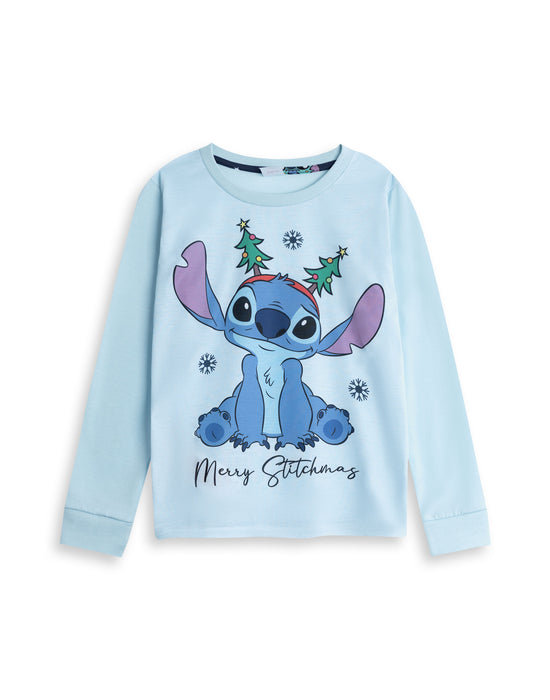 Lilo & Stitch Christmas Unisex Kids Blue Long Sleeve Long Leg Pyjama Set