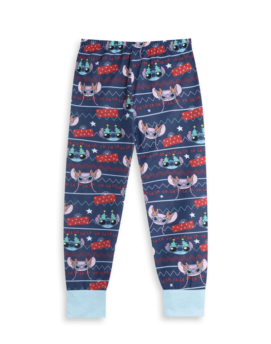 Lilo & Stitch Christmas Unisex Kids Blue Long Sleeve Long Leg Pyjama Set