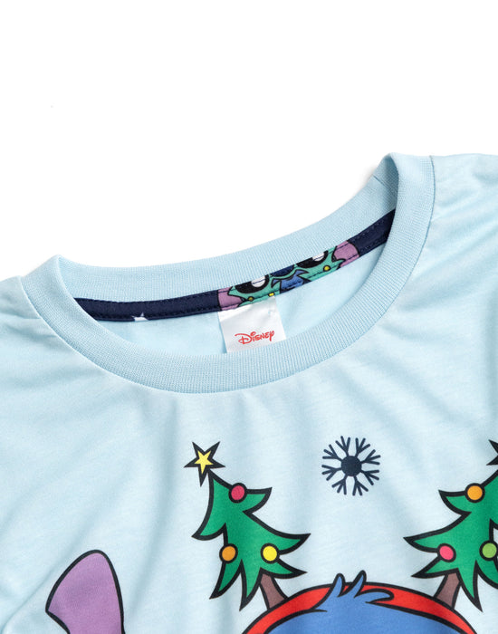 Lilo & Stitch Christmas Unisex Kids Blue Long Sleeve Long Leg Pyjama Set