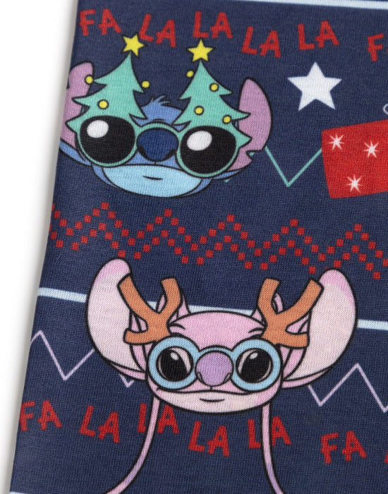 Lilo & Stitch Christmas Unisex Kids Blue Long Sleeve Long Leg Pyjama Set