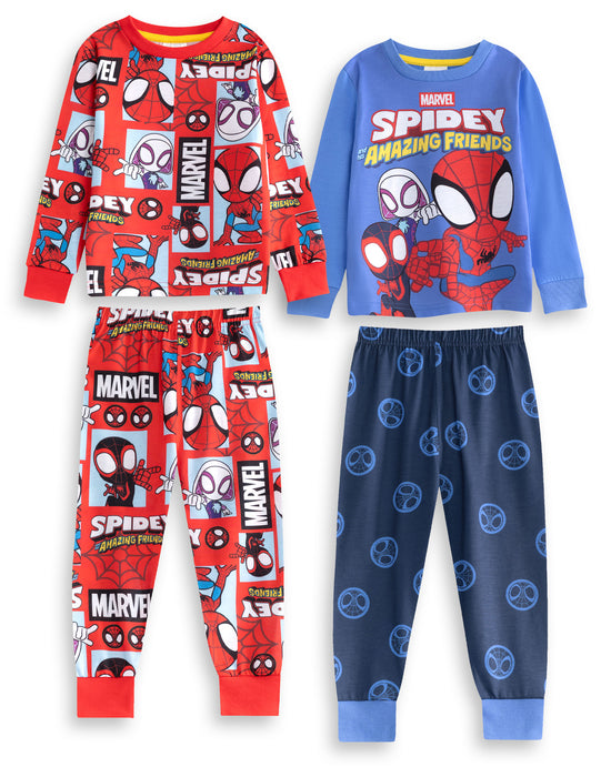 Spidey and His Amazing Friends Character Boys Multicoloured Multi-Pack of 2 Long Sleeve Long Leg Pyjama Set