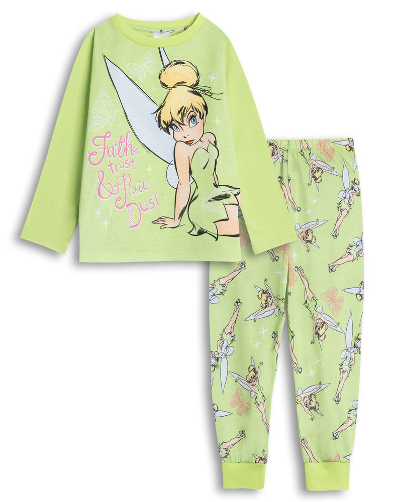 Disney Tinkerbell Character Girls Green Long Sleeve Long Leg Pyjama Set