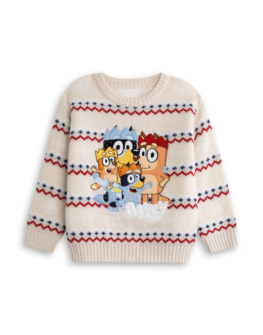 Bluey Family Kids Beige Christmas Jumper