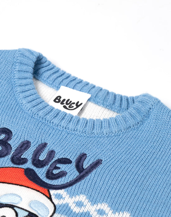 Bluey Character Boys Blue Christmas Jumper