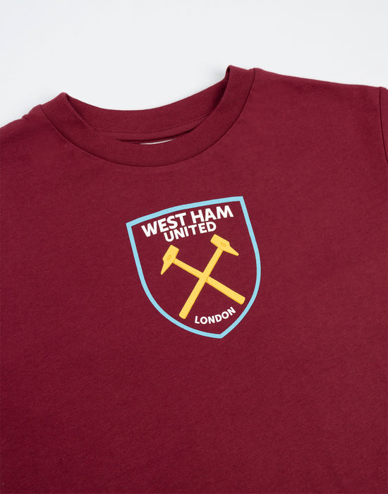 West Ham United Logo Boys Red Short Sleeve Long Leg Pyjama Set