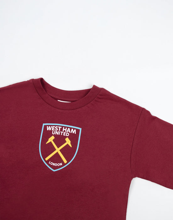 West Ham United Logo Boys Red Short Sleeve Long Leg Pyjama Set
