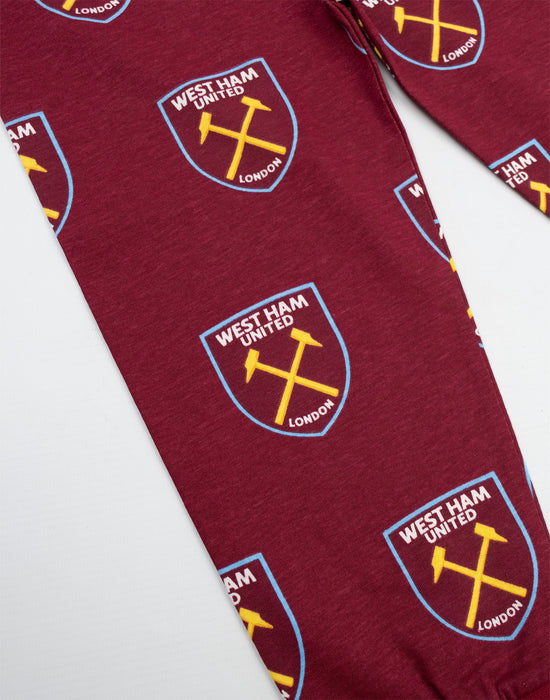 West Ham United Logo Boys Red Short Sleeve Long Leg Pyjama Set