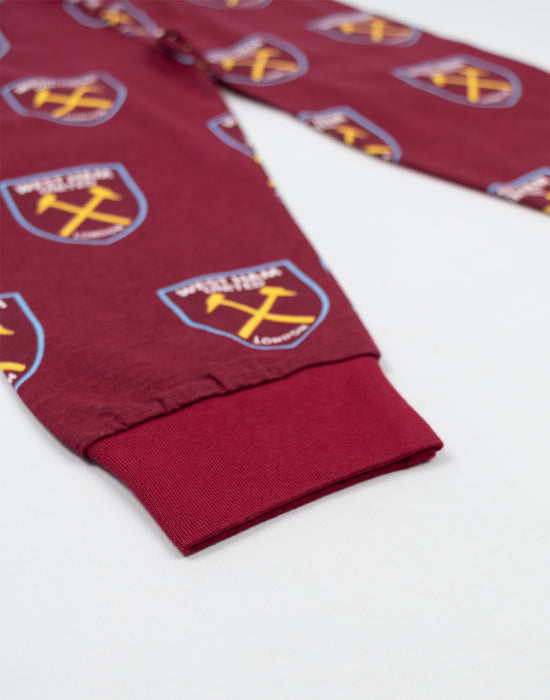 West Ham United Logo Boys Red Short Sleeve Long Leg Pyjama Set