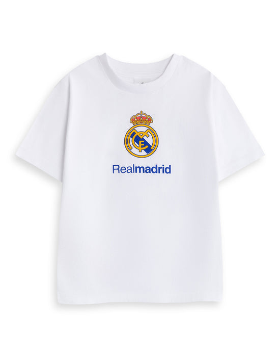 Real Madrid Logo Boys Multicoloured Short Sleeve Long Leg Pyjama Set