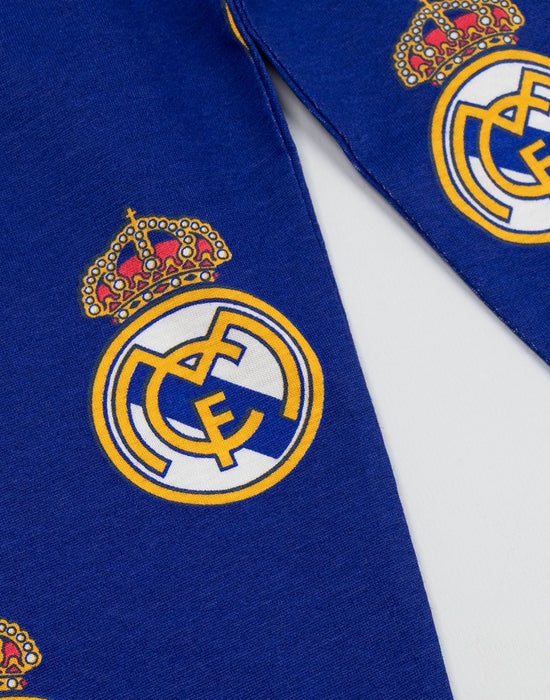 Real Madrid Logo Boys Multicoloured Short Sleeve Long Leg Pyjama Set