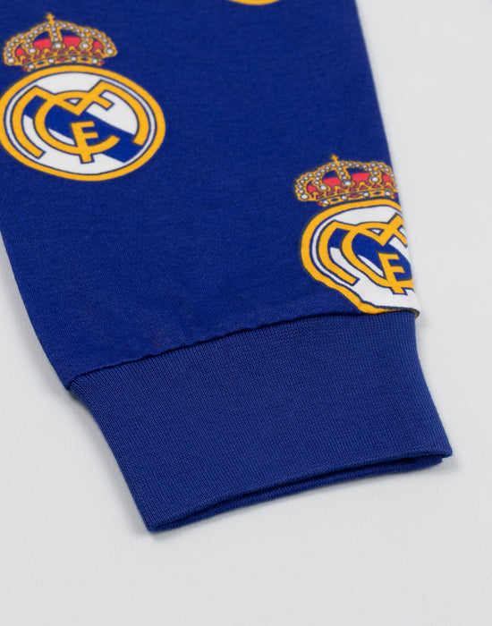 Real Madrid Logo Boys Multicoloured Short Sleeve Long Leg Pyjama Set