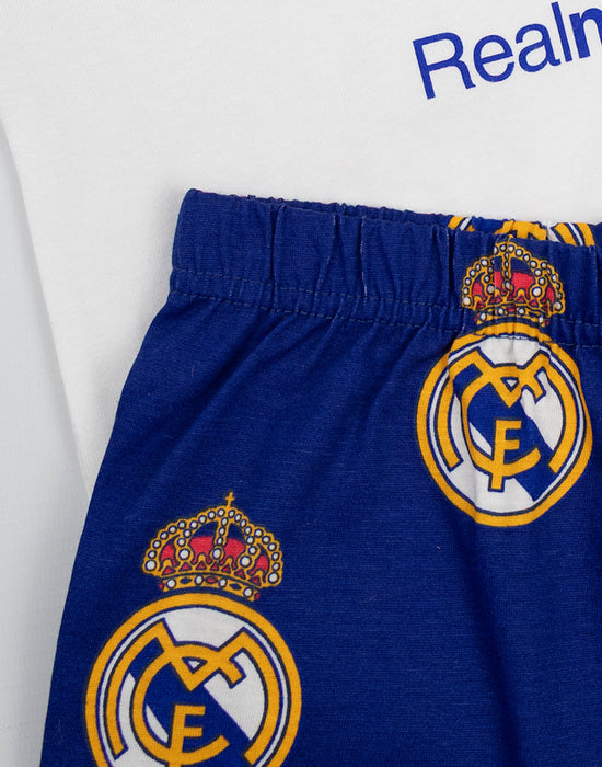 Real Madrid Logo Boys Multicoloured Short Sleeve Long Leg Pyjama Set